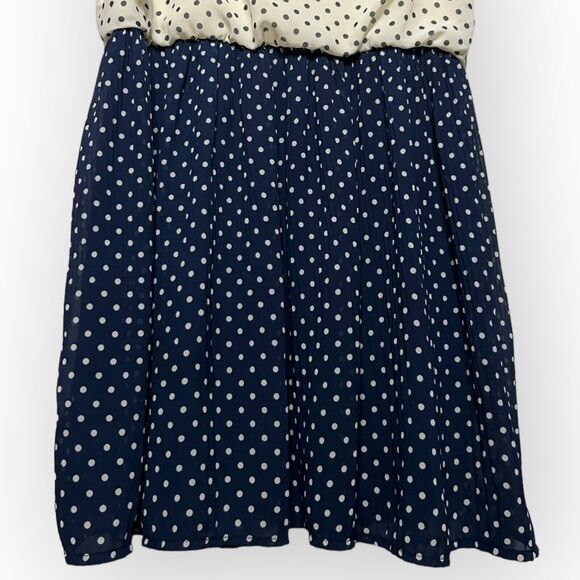 Urban Outfitters Pins and Needles Women's Navy Blue Cream Polka Dot Dress Size L - Picture 10 of 16